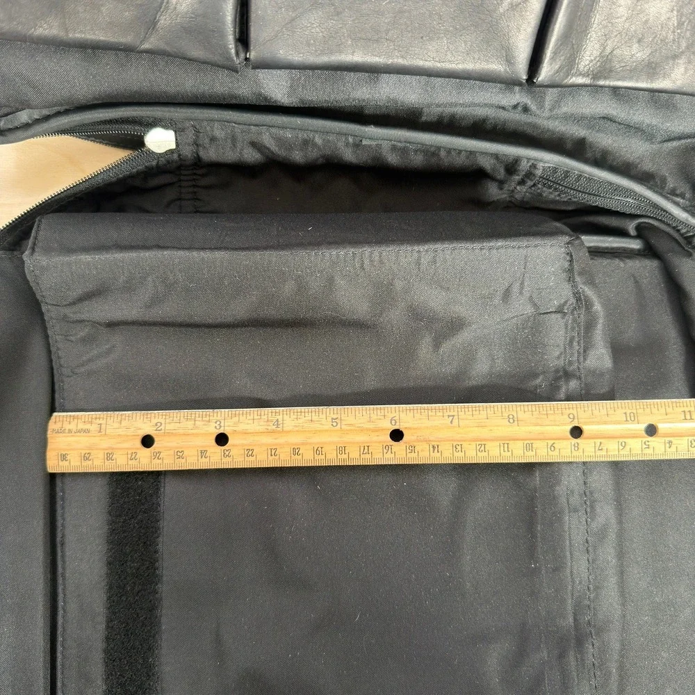 Unbranded Black Genuine Leather Laptop Backpack Briefcase Convertible Travel Bag